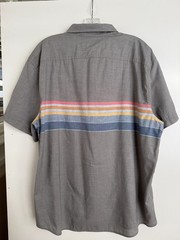 Original Penguin Men’s Gray Engineered Stripe Short Sleeve Button Down Shirt XXL