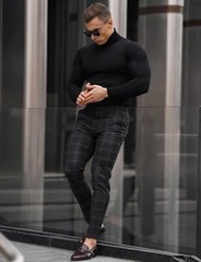Men High-Neck Mock Turtleneck Solid Undershirt Long Sleeve Pullover Basic Layer