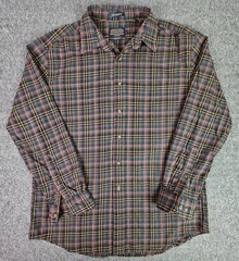 Pendleton Shirt Mens L Multicolor Plaid Canterbury Cotton Wool Blend Button Up