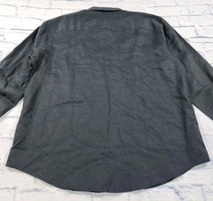 Cubavera MENS SZ L Travel Select Linen Blend Long Sleeve Jet Black Button Shirt