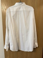 Express Slim Fit White Solid Cotton Non-Iron Dress Shirt L 34/35 Spread Collar