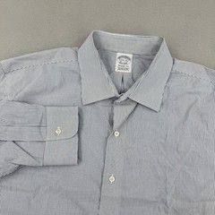 Brooks Brothers Regent Long Sleeve Dress Shirt Mens 17.5-35 White/Blue Stripe