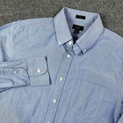 J Crew Shirt Mens 16-34 L Blue Slim Fit Ludlow Oxford Long Sleeve Button Down