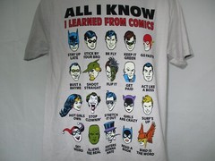 All I Know I Learned From Comics DC Comic Gray T-Shirt Men’s Sizes S & L New