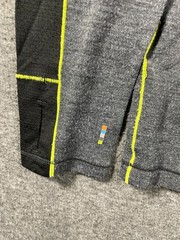 Smartwool Merino Wool Base Layer Long Sleeve Mens Medium Grey Black Neon Sport