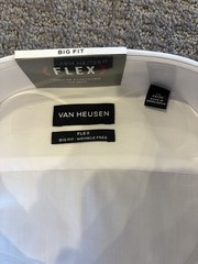 Van Heusen Flex Wrinkle Free White Solid Cotton Dress Shirt Big Fit 20 34/35