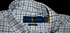 Ralph Lauren Classic Fit Small Button Down White/Black/Grey L/S Shirt-Preowned