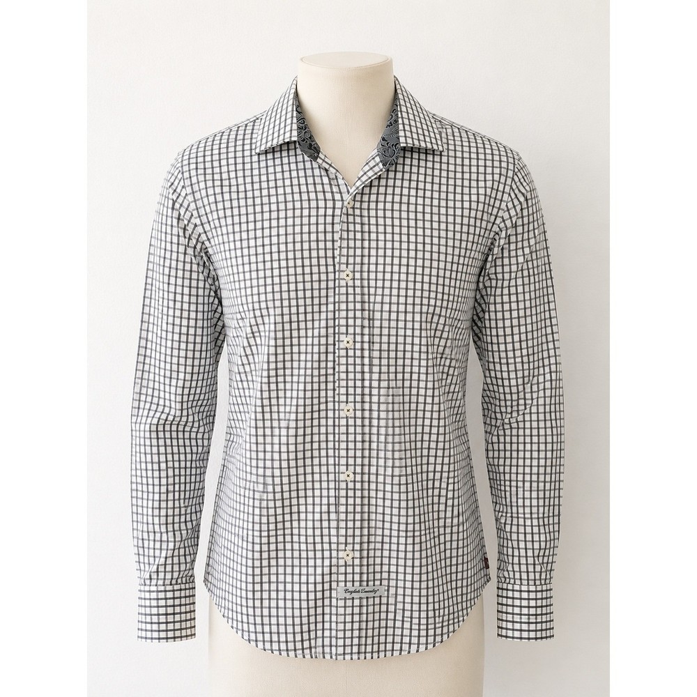 English Laundry Christopher Wicks Button Up Shirt White Black Check / 16-34/35