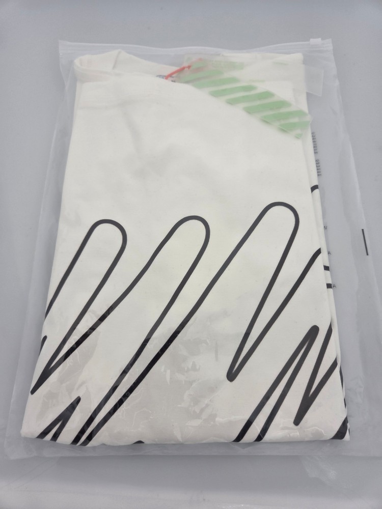 Off Wht Open Scribble Lines Logo White T-Shirt Cotton Regular Fit S/M/L/XL T70