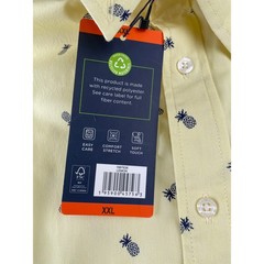 Chaps Men Pineapple S/S Button Down Stretch Shirt XXL Lemon Yellow Recycled Poly