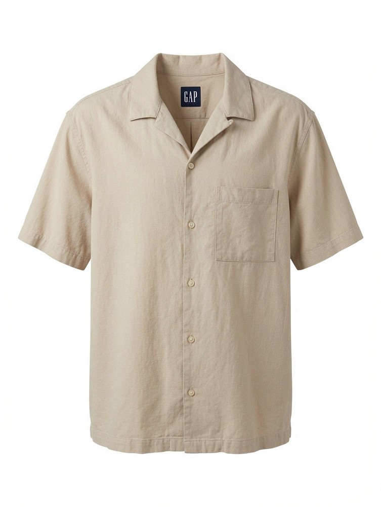 GAP Short Sleeve Linen Blend Button-Down Shirt Men’s Size M