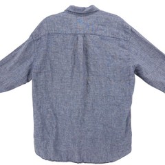 GIORDANO 100% Linen Shirt Blue Woven SLIM FIT Long Sleeve Button Up Men’s LARGE