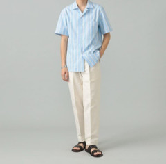(ASK availability First) BEAMS GUY ROVER Sand stripe open collar shirt NEW