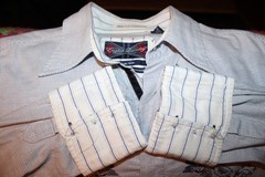 Men Size M Christopher Wicks Embroidered Button Shirt English Laundry White Blue