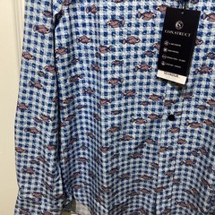 Con.Struct Performance Shirt 4 Way Stretch Fishes Slim Fit Blue ~S~NWT
