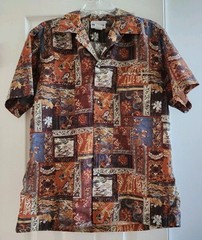 Vintage 1970s Liberty House of Hawaii Aloha Shirt Polynesian Asian Mens M VTG