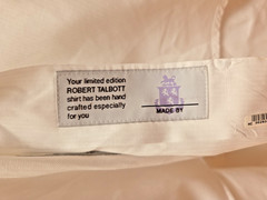Robert Talbott Estate Classic Button Down, Men 17.5R, White W/ White Pinstripe