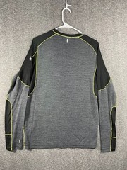 Smartwool Merino Wool Base Layer Long Sleeve Mens Medium Grey Black Neon Sport