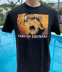 Naruto Uzumaki Shippuden Masashi Kishimoto Black T Shirt mens L Large Anime