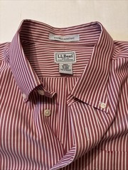 L.L. Bean Wrinkle Resistant Button Down Shirt Men’s XL Tall XLT Red Pinstripe