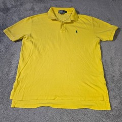 Polo Ralph Lauren Mens L Polo Shirt Yellow Short Sleeve Embroidered Pony Logo