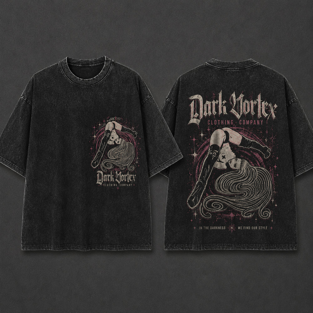Dark Vortex Gothic Pinup Vintage Washed Graphic Tee