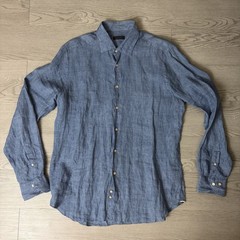 Men’s VTG Saks Fifth Avenue 100% Linen Blue Shirt Large Made in Albania