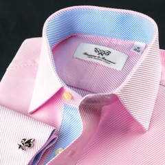 Elegant Pink Twill Double Ply 80’s Fine Wevon Formal Shirts Blue Twill Inner Top