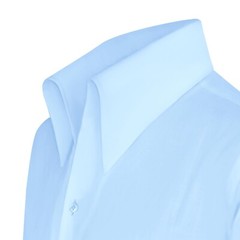 Mens Sky Blue High Open Button Down Collar Buttonless Business 100% Cotton Shirt