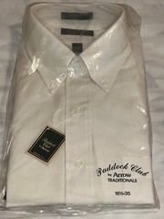 NEW Arrow Paddock Club Button-Down Dess Shirt, 16-1/2×35 Adaptable to 34, Cream