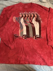 The Mountain Vintage Long Sleeve Tee Native Tribal 2XL 100% Cotton Unisex Red