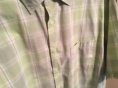 Men’s short sleeve Arrow Button-Down Green Plaid Casual Shirt Sz LT pre owned