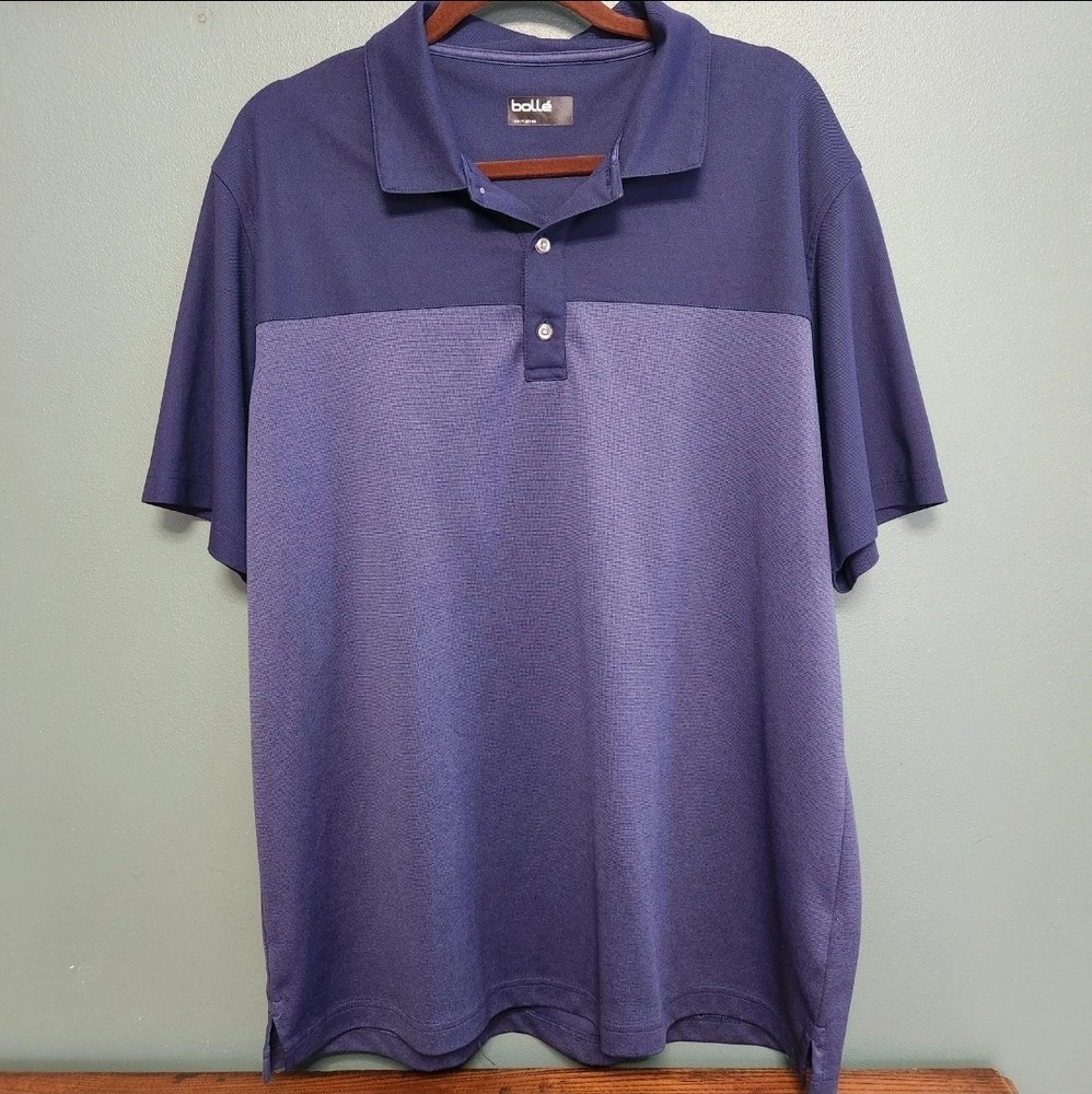 Bollé Men XL Blue Performance Golf Polo Shirt Athletic Short Sleeve Tech Tee