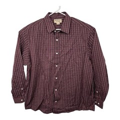 Duluth Trading Wrinkle Fighter Button Down Shirt Plaid Mens Sz XL Maroon Wine
