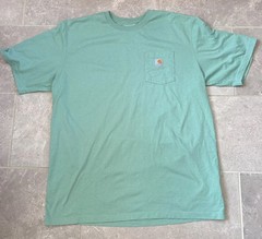 Carhartt T Shirt Mens 2XL Tall Teal Loose Fit Pocket Logo Tee Workwear EUC