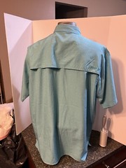 Bimini Bay Men’s SS Button Down Vented Shirt Blue Turquoise Large Polyester