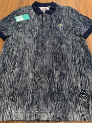 LACOSTE L!VE DEVANLAY TREE BARK S/S POLO SHIRT NAVY BLUE CREAM OFF WHITE LARGE 5