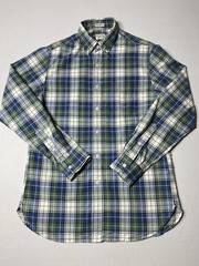 J.Crew Men Small Classic Plaid Button Down Shirt Blue Green 100% Cotton