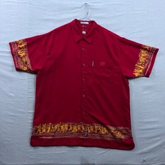 Vintage Ecko Unltd Button Down Shirt XL Red Graphic Border Print Marc Ecko Rhino
