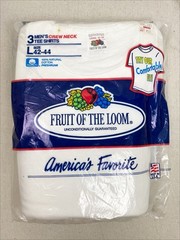 Fruit of the Loom VTG USA 1992 Crew Neck White Cotton Tee Shirts T-shirt L *FLAW