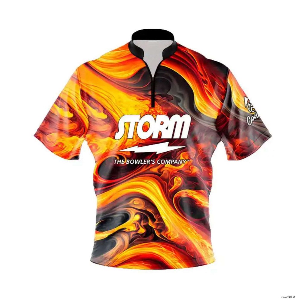 Storm Melting Volcano Quick Zip Bowling Jersey S-5XL Best Gifts Bowling
