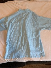 Daniel Cremieux Men’s L Blue Linen Lyocell Short Sleeve Button-Up Pockets