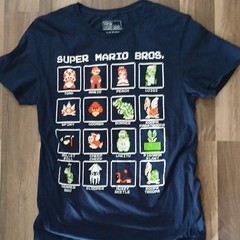 Super Mario Bros. Men’s Blue Graphic Print Crew Neck Short Sleeve T-Shirt M