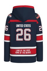USA Hockey Shield Logo Official Embroidered Navy Lace Hoodie