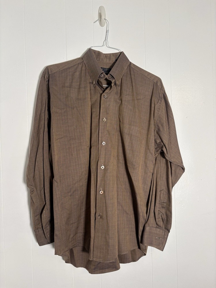 Gitman Bros Men’s Long Sleeve Button Up Shirt Size M Brown Herringbone