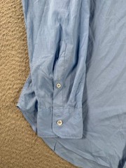 Fedeli Dress Shirt Mens 16.5 42 Blue Cotton Stretch Long Sleeve Made in Italy