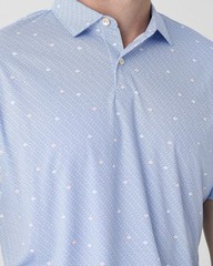 NWT Peter Millar “SHELLS” Featherweight Golf Polo Shirt White Blue XXL $115