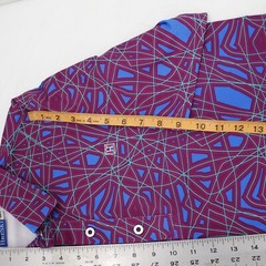 Hreski shirt Men medium Performance Golf Polo Geometric Purple blue short sleeve