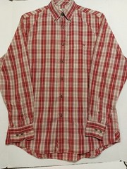 Mens King Ranch Long Sleeve Button Down Shirt Size Medium Red Plaid