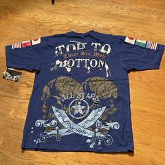 Three Six Mob Reflection Roadblock Shirt Sz L Blue Embellished Graphic Tee